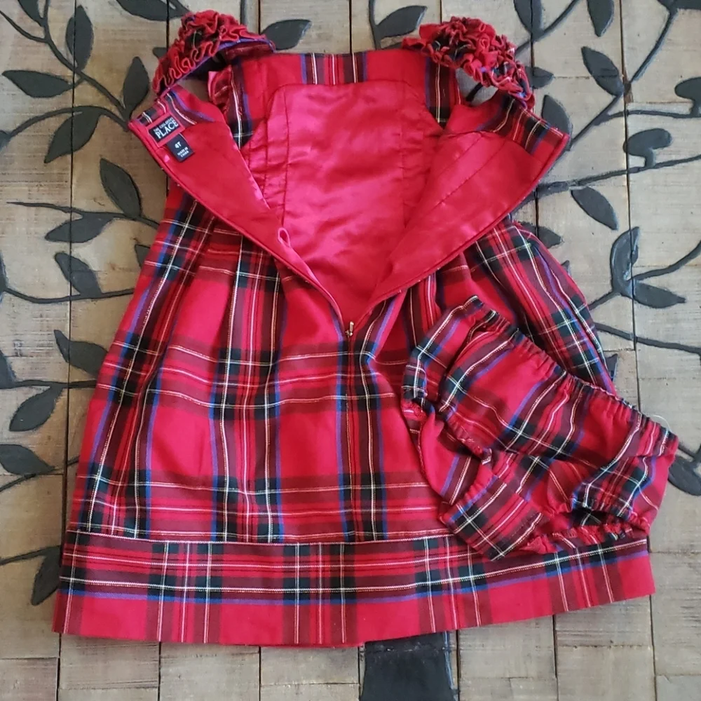 The Children's Place Red Plaid Christmas Dress 4T
